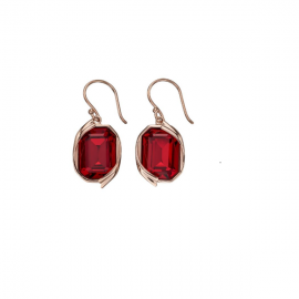 Rose Gold Plated Siam Red Swarovski RG Plate, Ribbon Detail Earrings 